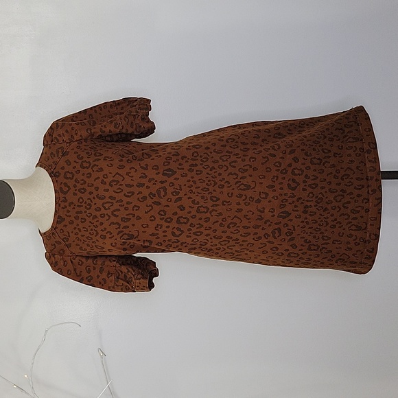 Universal Thread Brown Denim Short Sleeve Leopard Print Dress SZ 2 - Picture 4 of 13